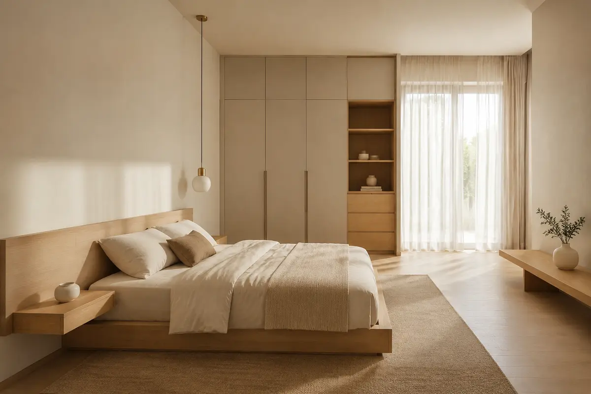 Minimalistic Bedroom interior design model by SRM Design Studio