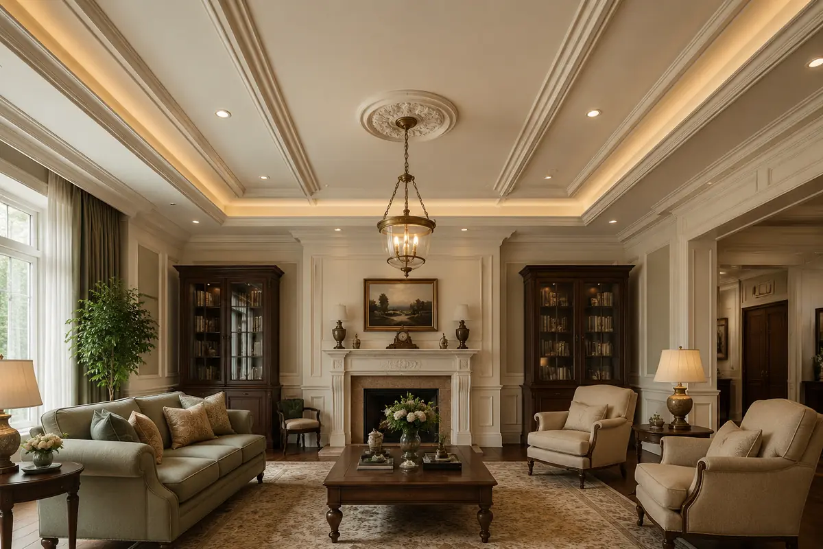 English Classic False Ceiling interior design model by SRM Design Studio