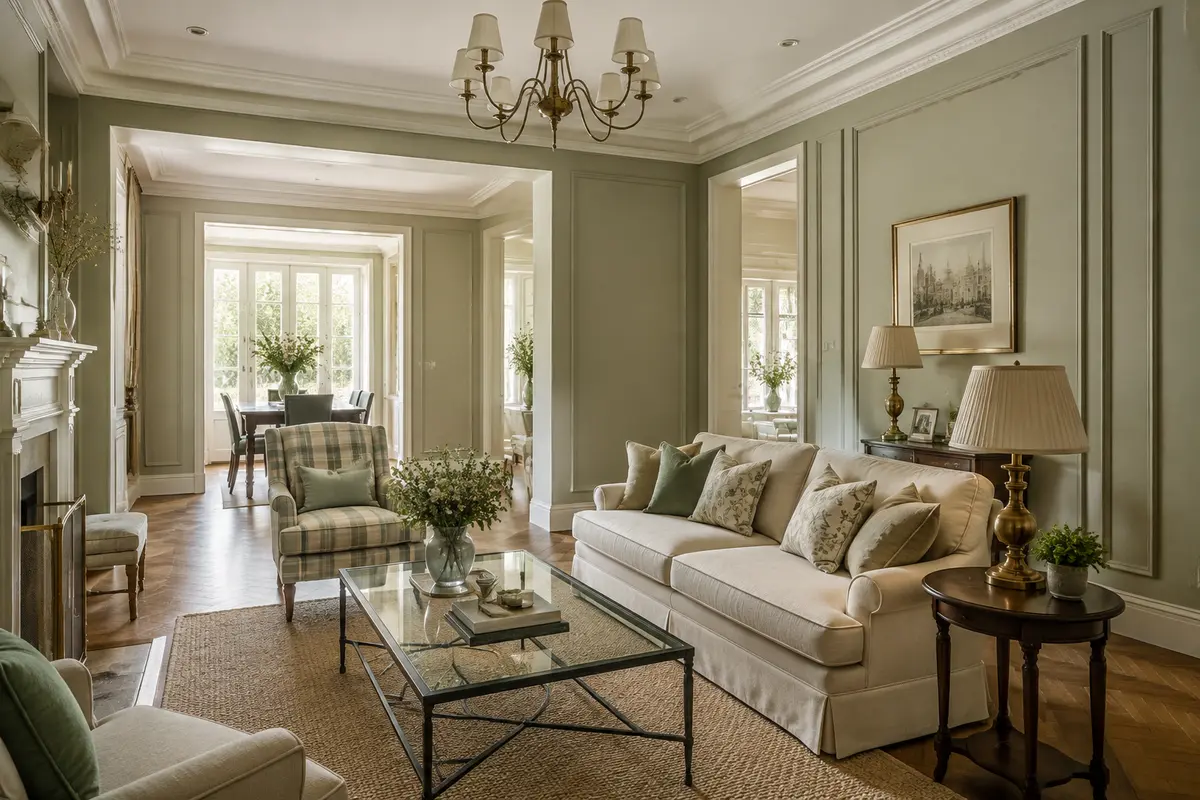 English Classic Living Room interior design model by SRM Design Studio