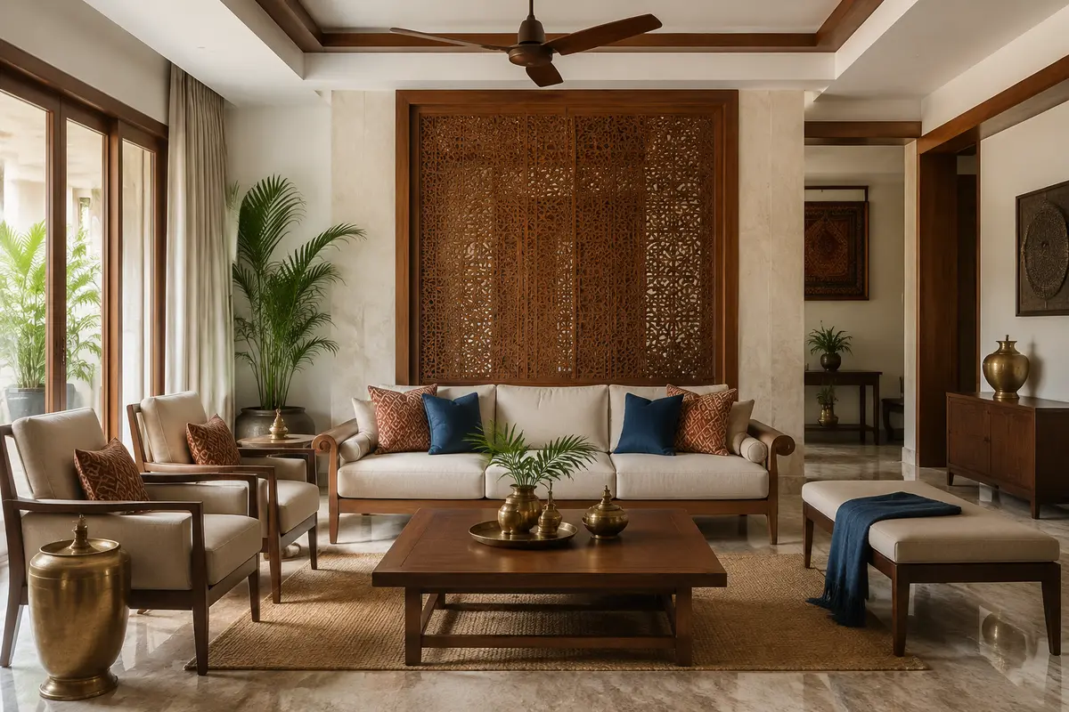 Indian Classic Living Room interior design model by SRM Design Studio