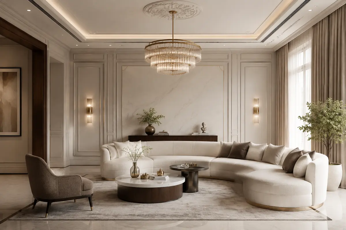 Modern Classic Living Room interior design model by SRM Design Studio