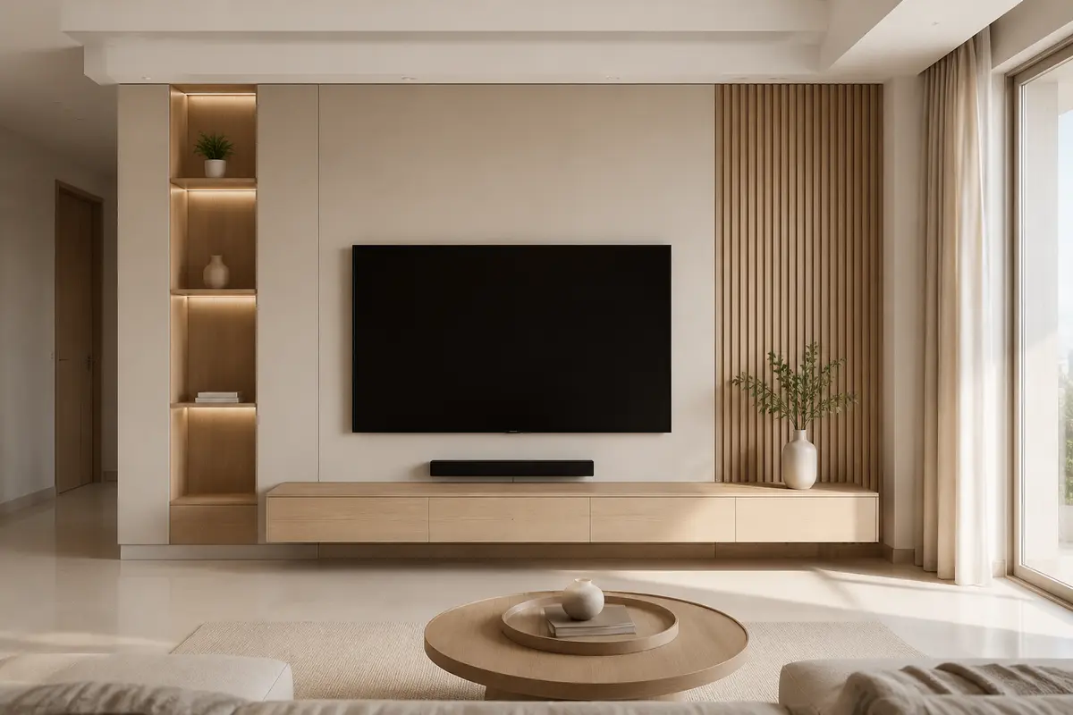 Minimalistic TV Unit interior design model by SRM Design Studio